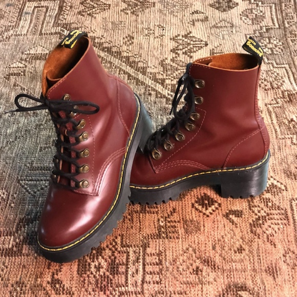 Dr. Martens Leona Platform Cherry Red Oxblood Boots RARE COLOR - Picture 6 of 7